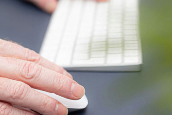 Elderly hands keyboard